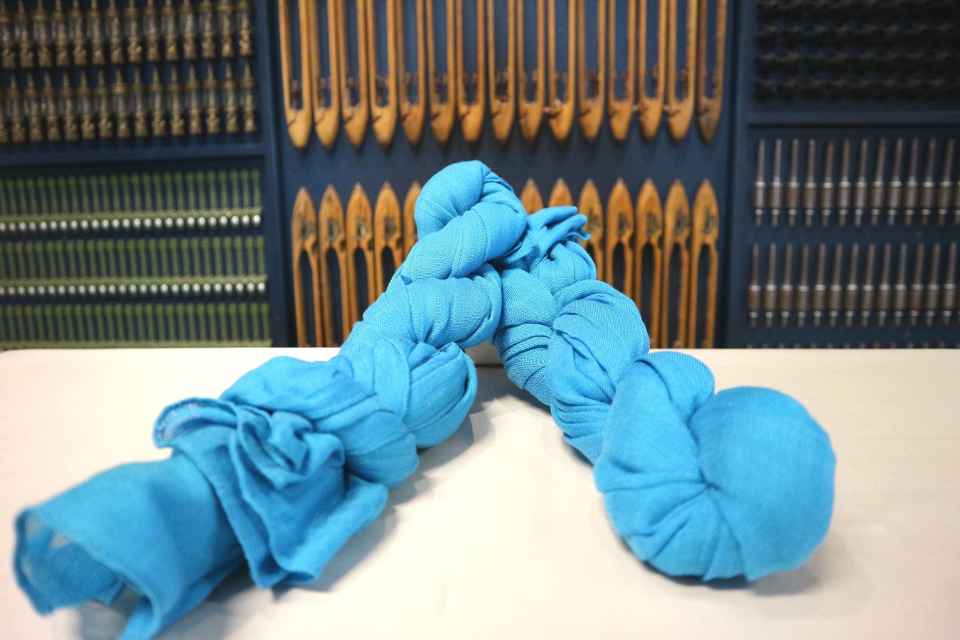 Sciarpa in lana e seta, azzurro